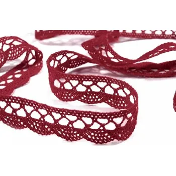 Bavlněná krajka šíře 18 mm paličkovaná vínová 30m