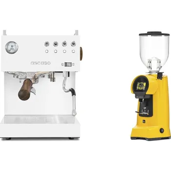 Kávovar Ascaso Steel DUO PID, White&Wood + Eureka Helios 75, yellow