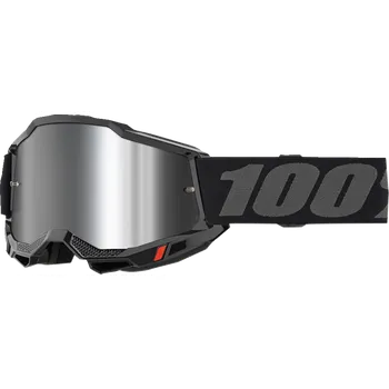 Motocyklové brýle Motokrosové brýle 100% ACCURI 2 BLACK se stříbrným zrcadlovým objektivem + čirý (Motokrosové a enduro brýle s čirým objektivem)