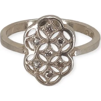 Prsten Stříbrný prsten Hatara 149 – Ag 925/1000, krajkový design, drobné zirkony Velikost prstenu: 57/18,1