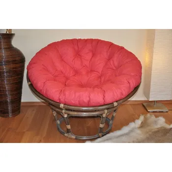 Papasan Nábytek PEGAS Ratanový papasan 110 cm hnědý polstr vínový melír
