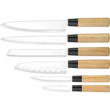 Kuchyňský nůž Sada nožů s dřevěnou rukojetí, 6dílná