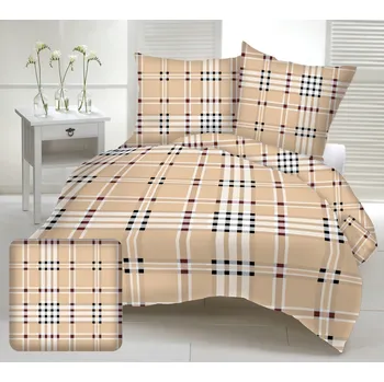 Povlečení Povlečení krepové Karo hnědé TiaHome 1x Polštář 90x70cm, 1x Přikrývka 140x200cm