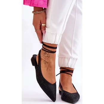 Dámské lodičky Vázané Baleríny S Kamínky Mavis Barva: Černá, Velikost: 36