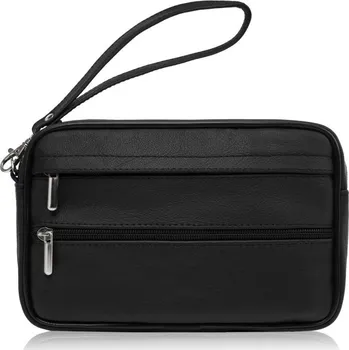 Kabelka Abruzzo Pánská kožená etue do ruky, prostorná, klasický design Abruzzo; černá