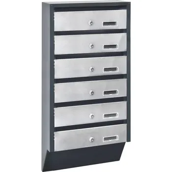 Železářství M39/6 N modulová schránka úkosová RAL7016 + nerez 6ks Nerez / Antracit