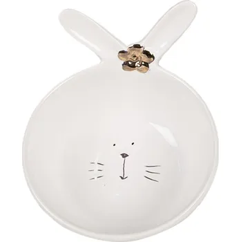 Bílá porcelánová miska na polévku ve tvaru zajíčka s ušima – 200 ml