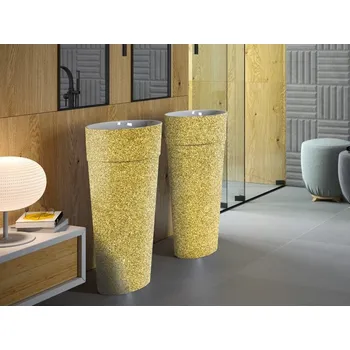 Umyvadlo Umyvadlo UNIQA GLAM volně stojící 32x46x84 cm zlaté KEUNIVSGLAM01