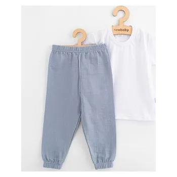 Dětská bavlněná souprava tričko a kalhoty New Baby Kindergarten modro-šedá - velikost 104 (3-4r)