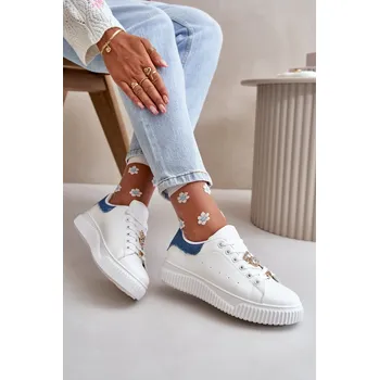 Dámské tenisky Nízké Tenisky Z Eko Kůže S Připínacími Prvky -Stříbrná Cillione Barva: Modrá, Velikost: 39