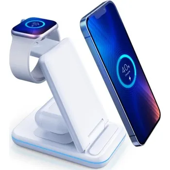 Pouzdro na mobilní telefon 3mk nabíjecí stojánek - Hyper Wireless Charger 3w1 15W, bílá