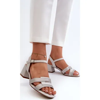 Dámské sandále Dámské sandály na podpatku z eko kůže Sergio Leone SK894 Barva: Stříbrná, Velikost: 37