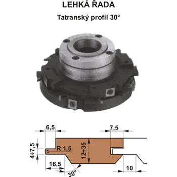 Frézka Sada fréz na pero a drážku s VBD 560 CF 180x40 / 4z - Tatranský profil 30° - LEHKÁ ŘADA
