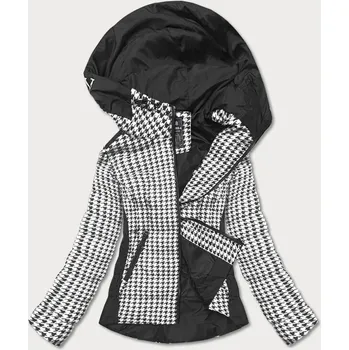 Černo-bílá dámská vzorovaná bunda (W716-1) odstíny bílé XL (42)