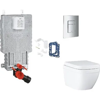 Klozet Grohe Uniset - Set předstěnové instalace, klozetu, sedátka SoftClose, tlačítka Skate Cosmopolitan a sady pro vhazování tablet, Triple Vortex, chrom SANI15BB2115