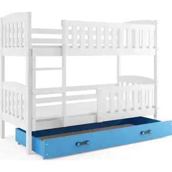 BMS GROUP Dětská patrová postel Kubus - 2 osoby, 80x190 s úložným prostorem bez matrace – Bílá, Modrá