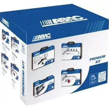 Sada nářadí ABAC ATK-X Premium kit pneumatická sada (sponkovačka, hřebíkovačka, pneuhustič, mycí pistole, nástavce, stříkací pistole)