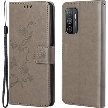 Pouzdro na mobilní telefon Flower PU kožené peněženkové pouzdro na mobil Samsung Galaxy A53 5G - šedé