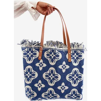 Kabelka Vzorovaná velká tkaná plážová taška Navy Blue Sadhara Univerzální