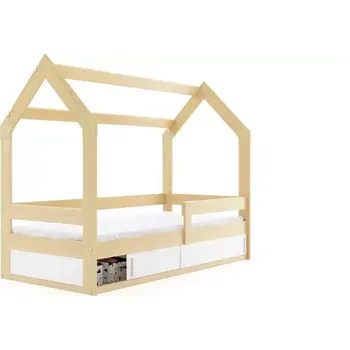 Postel BMS GROUP Dětská postel Domek 1 - 1 osoba, 80x160 s úložným prostorem s matrací – Borovice