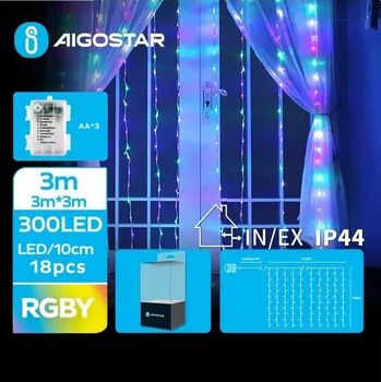 Venkovní osvětlení Aigostar - LED Venkovní vánoční řetěz 300xLED/8 funkcí 3xAA 6x3m IP44 multicolor