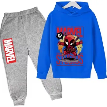 Marvel a DC Deadpool dětská tepláková souprava mix barev (potisk 3) Barva: modrá mikina – šedé tepláky, Velikost: 110