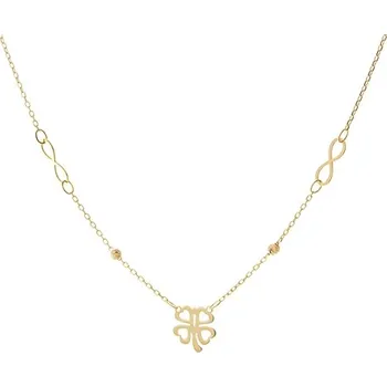 Náhrdelník Zlatý náhrdelník s nekonečnem a čtyřlístem ZLNAH144F + DÁREK ZDARMA