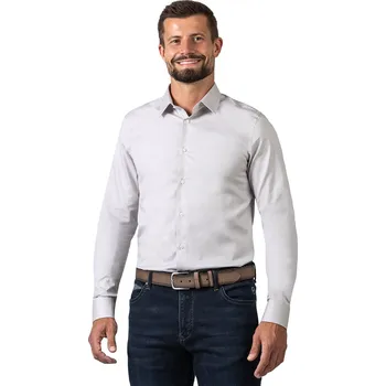 Pánská móda FERATT Pánská košile F-LINE NON IRON SLIM šedá Velikost: L