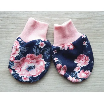 Rukavice AMÁLKA Bavlněné rukavičky, tmavé květy Velikost: 68-80