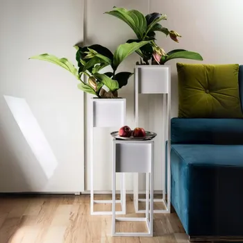 Stojan na květiny Květináč INDUSTRIAL - bílý Velikost: 50 cm