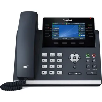 Stolní telefon Yealink SIP-T46U IP telefon, 4,3" 480x272 barevný, 2x RJ45 10/100/1000, PoE, 16x SIP, 2x USB, bez adaptéru