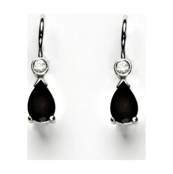 Náušnice Stříbrné náušnice přírodní granát - VE144 (Náušniceslzy se zirkony a přírodním granátem)