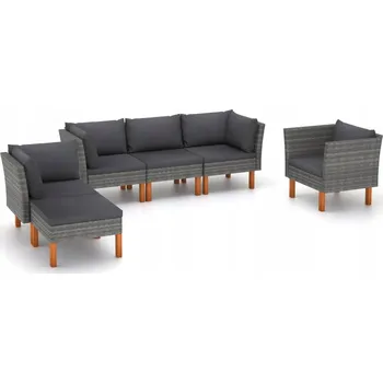 VidaXL 6dílná zahradní sedací souprava, PE ratan a eukalyptus