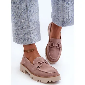 Dámské mokasíny Dámské semišové mokasíny s ozdobou D&A TW117 Barva: Růžová, Velikost: 37