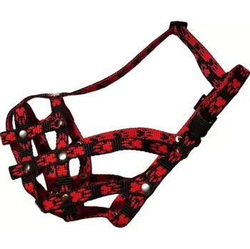 Náhubek pro psa Palkar nylonový náhubek pro zkrácený čumák pro psy vel. 2 22 cm x 4,5 cm černo-červená