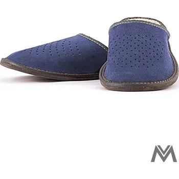 Pánské pantofle Pánské kožené papuče modré Model 3B, VELIKOST 41