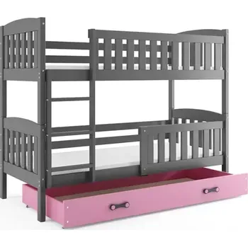 BMS GROUP Dětská patrová postel Kubus - 2 osoby, 80x190 s úložným prostorem bez matrace – Grafit, Růžová