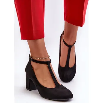 Dámské lodičky EVENTO Lodičky Z Ekologického Semiše Na Sloupku Raniyah Barva: Černá, Velikost: 37