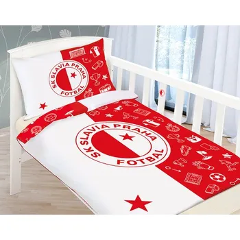 Povlečení Bellatex Slavia Praha bílé 90 x 135, 45 x 60 cm zipový uzávěr