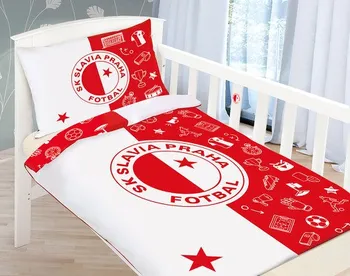 Ložní povlečení Bellatex Slavia Praha bílé 90 x 135, 45 x 60 cm zipový uzávěr