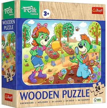 Puzzle TREFL Dřevěné Treflíci: Seznamte se s rodinou Treflíků 24 dílků