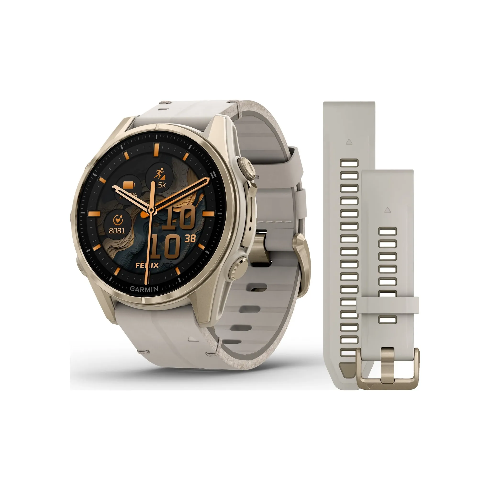 Fotografie 7 - Chytré hodinky Garmin fēnix 8 43 mm AMOLED Sapphire Soft Gold Limestone Leather Band