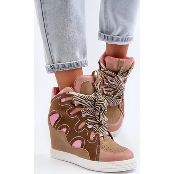 Dámské tenisky Dámské tenisky na klínové podrážce Leoppa Barva: Růžová, Velikost: 39