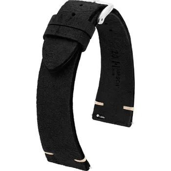 Módní doplněk Kožený řemínek Hirsch Serro L 05564050-2, černý, antilopí kůže, Limited Edition, délka L, Quick Release - 19 mm