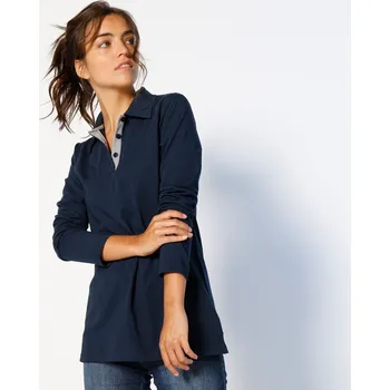 Pánské tričko Blancheporte Dvoubarevné žerzejové polo tričko s dlouhými rukávy nám.modrá 50