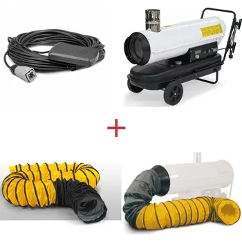 Průmyslové topidlo Naftové topidlo s nepřímým spalováním IDE30 TROTEC - 30 kW, 780 m³/h, termostat vč. příslušenství (Profesionální naftový ohřívač IDE 30 Trotec - 30 kW - vč. teplovzdušné hadice 7,6m, externího termostatu a adaptéru pro uchycení teplovzdušné hadice)