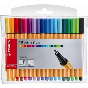 Sada Liner Stabilo Point 88 MINI, 18 barev, v plastovém pouzdro