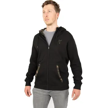 Rybářské oblečení Fox International Light Weight Print Zip Hoody Black/Camo