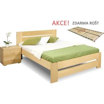 Postel Dřevěná postel s roštem Berni, 120x200, 140x200, masiv buk