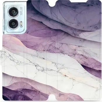 Pouzdro na mobilní telefon Flipové pouzdro Mobiwear - Motorola Edge 50 Fusion - VP31S Bílý a fialový mramor (Knížkové flip pouzdro, obal, kryt na mobil Motorola Edge 50 Fusion - VP31S Bílý a fialový mramor, materiál Umělá kůže + TPU - ochrana 360°, stojánek, silikonová vanička,)